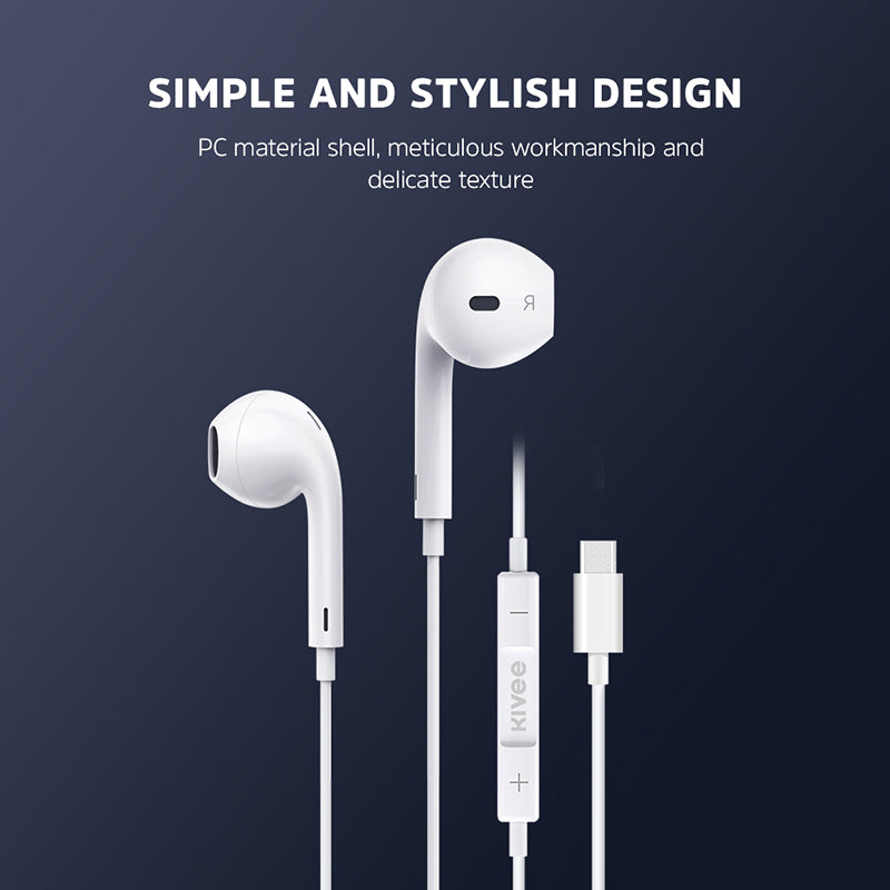 KIVEE KV-MT31 1.2m Wired Earphone Type-C Port Mobile Phone Wire Control Music Calling Headset KIVEE KV-MT31 1.2m Wired Earphone Type-C Port Mobile Phone Wire Control Music Calling Headset
